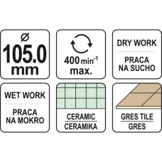 Carota diamantata 125 mm pentru placi ceramice Yat..